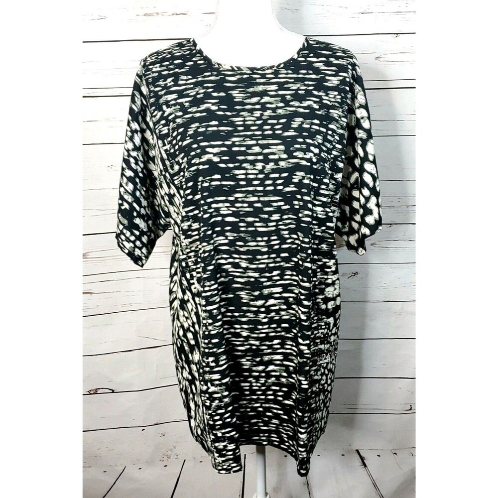 Band Of Gypsies Abstract Black Ivory Shirt Dress Tunic Size Xsmall/small